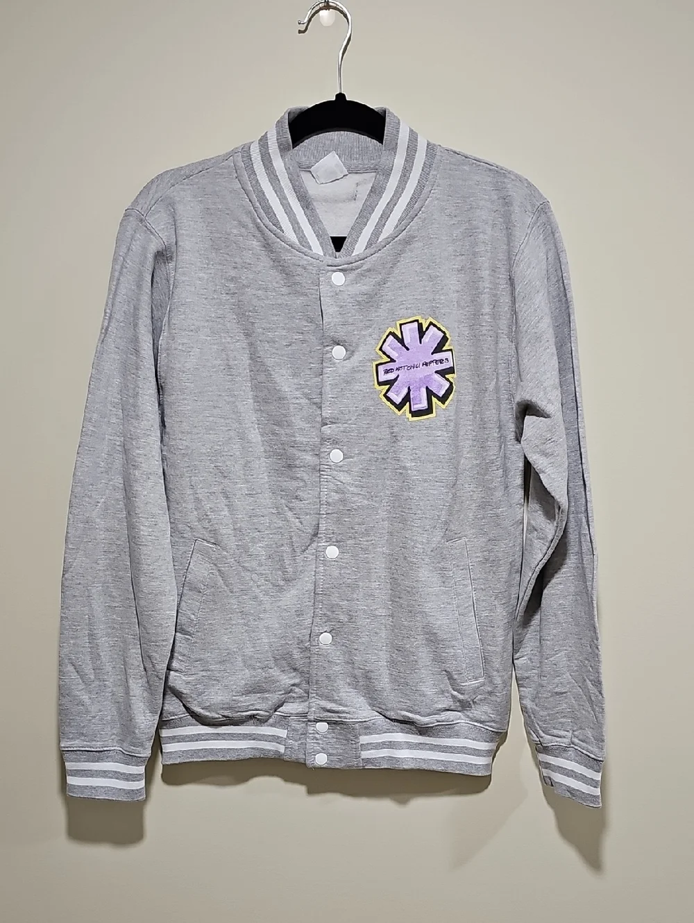 Gray Varsity Jacket with Purple Patch - Picture 1 of 3